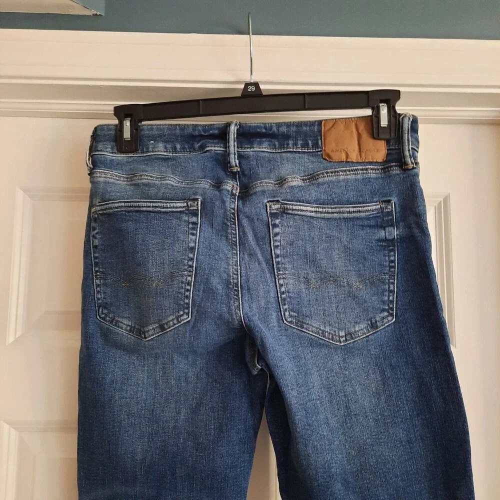 American Eagle Jeans Mens 31x30 Next Level Airflex Slim‎ Distressed Patched Rips